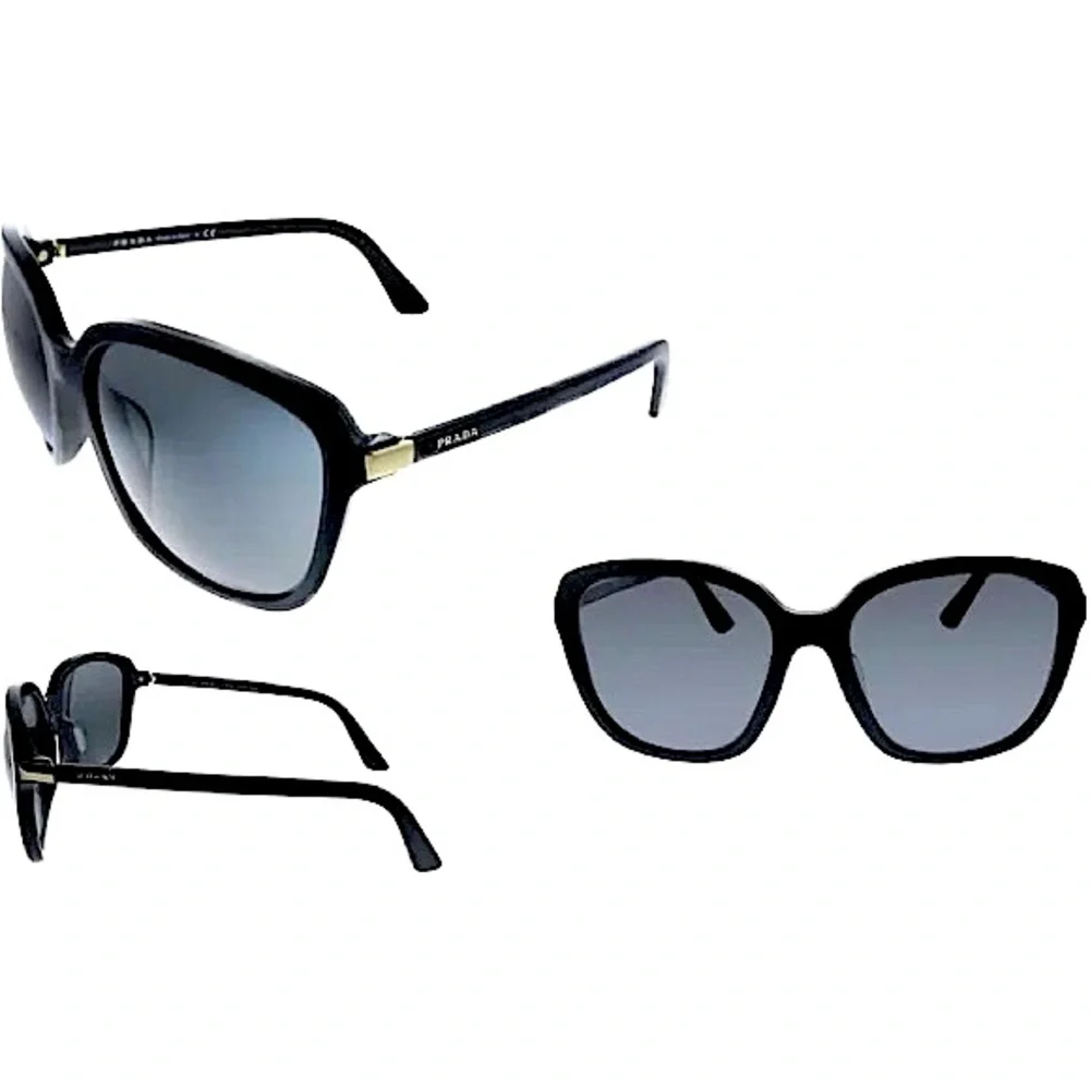Prada Heritage Oversized Sunglasses (SPR 10V-F 1AB-5S0) in Black - Picture 3 of 16